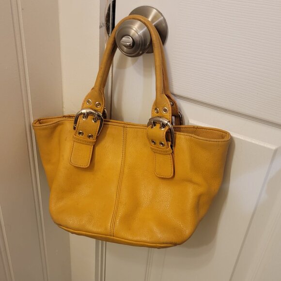 TIGNANELLO BUTTER YELLOW PEBBLED LEATHER HANDBAG PURSE TOTE - Picture 15 of 15